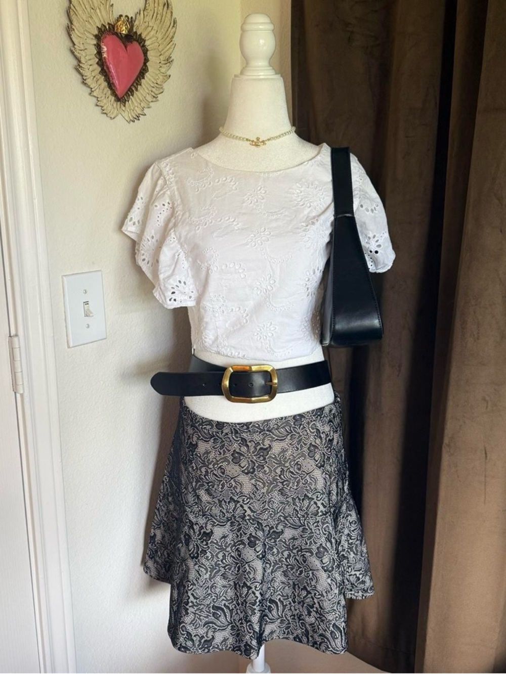 Express Black and Gray Mini Skirt
